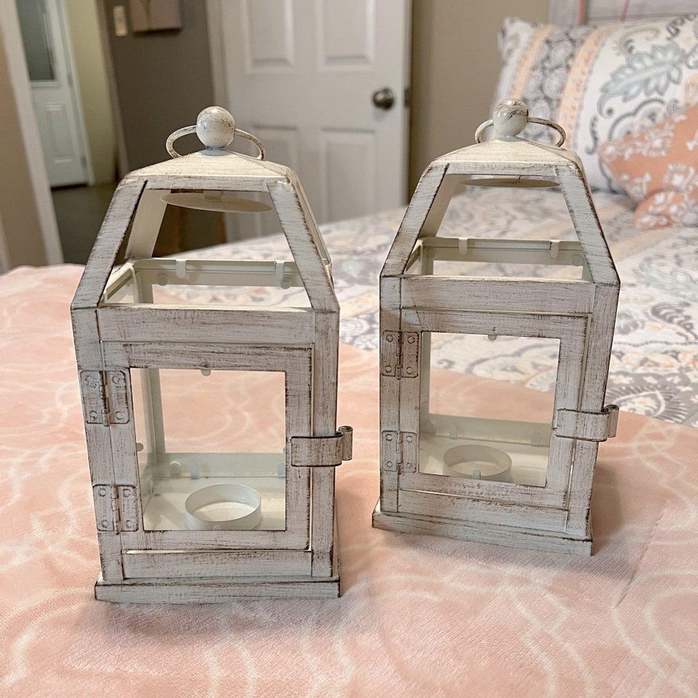 Set of White Metal Lanterns